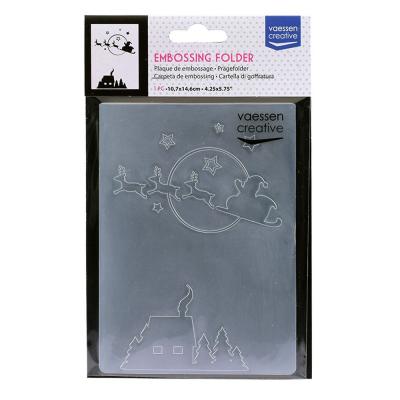 Vaessen Creative Embossing Folder - Fliegender Schlitten mit Weihnachtsmann